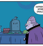 Dracula serves food to others in Dracula's Brunch Club