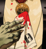 Drac's hand and bloody handkerchief